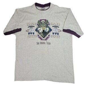 Vintage 1995 Alore Wolf San Antonio Texas T-Shirt XL Gray Purple Made in USA